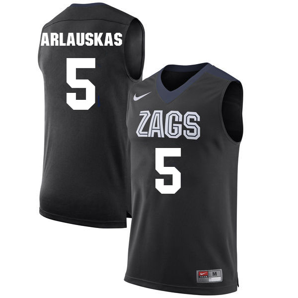 Men #5 Martynas Arlauskas Gonzaga Bulldogs College Basketball Jerseys Sale-Black